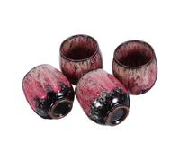 Amosfun 4pcs Vintage Ceramic Tea Cup Set with Stain Resistant Glaze Traditional Chinese Japanese Fusion Porcelain Cups for Espresso Matcha Kung Fu Tea and Birthday Parties