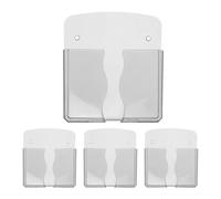Amosfun 4pcs Wall Mount Phone Holder with Adhesive Backing, Space Saving Design and Efficient Cable Management, PC Material with Charging Hole, for Bedrooms and Kitchens