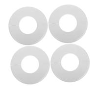 Amosfun 4Pcs Wall Split Flange Cover Plates Self Adhesive White Plastic Escutcheon for Water Pipe Shower Radiator Concealment and Wall Pipe Decoration