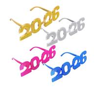 Amosfun 4pcs Year Glasses Glitter Number Eyewear for Graduation Party Photo Booth Props Lightweight Comfortable Frames for Year Eve Celebrations and Festive Events