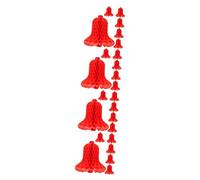 Amosfun 4sets Red Honeycomb Bells Paper Decorations Wedding Hanging Ornaments Festive Party Ceiling Wall Window Decor High Grade Material 6pcs*4