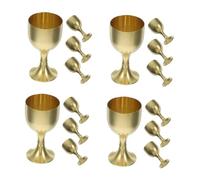 Amosfun 4sets Solid Copper Chalice Communion Cups Vintage Retro with High Stem for Church Rituals and First Communion Decoration Ornamental Supplies 4pcs*4