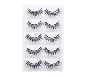 Amosfun 5 Pairs Eye Makeup Lash Natural Fake Eyelash Artificial Eyelashes Dense Not Easy to Fall off Artificial Fiber for Women Daily Wear
