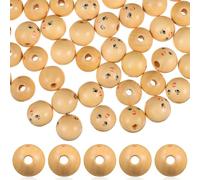 Amosfun 50 Pcs 18mm Small Wooden Smile Face Beads with Holes for DIY Crafting Jewelry Making and Wood Craft Projects
