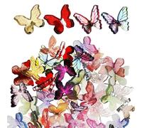Amosfun 50 Pcs Mini Resin Butterflies Craft Pieces for Cake Decorating and Nail Charms, Small Acrylic Miniatures for DIY Crafts and Party Decorations