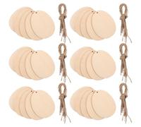 Amosfun 50pcs 10cm Unfinished Wooden Easter Egg Craft Slices for Painting DIY Decorations, Hanging Ornaments for Easter Party and Spring Home Decor