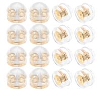 Amosfun 50pcs 18k Gold Plated Silicone Earring Backs Flat Locking Ear Stoppers for Piercing Earrings DIY Jewelry Findings Small Backs for Women