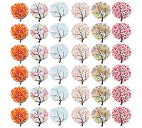 Amosfun 50pcs 30mm Tree Shaped Wooden Buttons White Base DIY Sewing Clothes Buckles ’s Craft Accessories for Handmade Garments