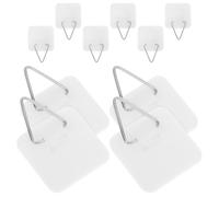 Amosfun 50pcs Adhesive Picture Frame Hangers for Plates and Photos, Plastic Invisible Hooks Stable Support, White Wall Mounts for Office Decor and Ceramic Surfaces