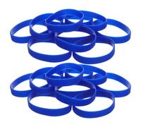 Amosfun 50pcs Blue Silicone Wristbands Blank Stretch Wristbands for Customisation, Fits Most Teens and Adults, for School and Group Activities