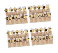 Amosfun 50pcs Cartoon Bee Mini Wooden Clips with Twine for Photo Display Food Storage Craft Projects Party Favors Compact Lightweight and Decorative Pegs for Weddings and Birthdays