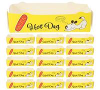 Amosfun 50pcs Disposable Hot Dog Roll Trays Cardboard Food Trays for Sausage Rolls Party Snacks Movie Night & Catering Eco-Friendly Sturdy Leak-Resistant