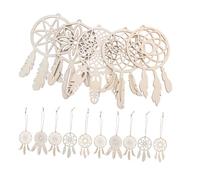Amosfun 50pcs Unfinished Wooden Dream Catcher Kit for DIY Crafts Boho Wall Hanging Ornaments for Bedroom and Party Decor Easy to Paint Wood Pendants Bulk