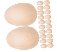 Amosfun 50pcs Unfinished Wooden Easter Eggs DIY Art Supplies for Fake Chicken Egg Ornaments for Party Decoration and Creative Craft Projects