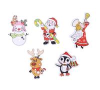 Amosfun 50pcs Wood Buttons Mixed, Christmas Tree, Reindeer, Snowmen Sewing Accessories, Holiday Crafting Supplies