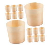 Amosfun 50pcs Wooden Cups Rustic Round Snack and Cold Beverage Containers Portable Dessert Cups for Parties Home Banquets Bars