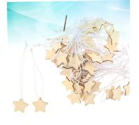 Amosfun 50pcs Wooden Hanging Plaque Tags Five-pointed Star Shape Wine Bottle Decor Pendants Beige DIY Craft for Wedding Party Home Decoration and Xmas Trees