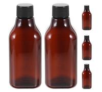 Amosfun 5pcs 200ml Pet Square Neck Bottles with Black Screw Caps and Inner Stoppers, Refillable Travel Lotion Containers for Shampoo, Conditioner, and Liquid Medicine Storage
