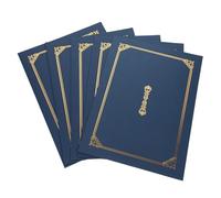 Amosfun 5pcs A4 Certificate Covers with Gold Foil Border, Navy Blue Diploma Holders Paper Document Protectors for Graduation Awards and Official Documents