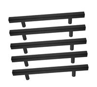 Amosfun 5pcs Black Drawer Handles Kitchen Cabinet Pulls Dresser Hardware Elegant Wardrobe Door Handle Stylish Cupboard Knobs