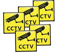 Amosfun 5pcs Cctv Security Warning Signs Weather Resistant Outdoor Video Stickers for No Trespassing Posted Labels with Strong Adhesion and High Definition Print