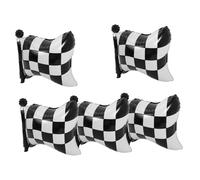 Amosfun 5Pcs Checkered Flag Balloons Black White Racing Car Themed Party Decorations Foil Balloons for Racing Birthday Celebration for Parties