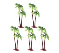 Amosfun 5Pcs Coconut Palm Tree DIY Miniature Coconut Palm Model Trees Mini Plant Pots Bonsai Craft for Micro Landscape Dollhouse Fairy Garden DIY Decor