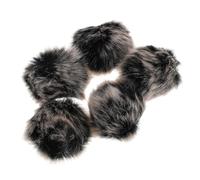 Amosfun 5pcs Furry Windscreen Wind Muff Wireless Microphone Cover Portable Sound Quality Black Imitation Rabbit Sturdy Materials for Outdoor Recording and Public Speaking
