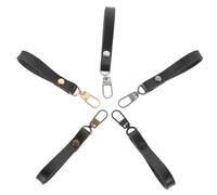 Amosfun 5pcs Genuine Leather Zipper Pull Tabs Replacement for Clothing Luggage Bags Backpack Repair Puller Detachable Zipper Head Accessories Black Pack