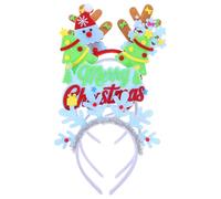 Amosfun 5pcs Glowing Christmas Headbands Set with Snowflake, Reindeer Antlers, Christmas Tree, and Holiday Letter Designs, Glow in The Dark Xmas Hair Hoops for Adults, New Year Party