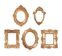 Amosfun 5pcs Golden Rustic Embossed Style Wall Small Photo Frame - Mini Decorative Picture Display for Home Shop, Random Style