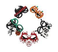 Amosfun 5pcs Halloween Party Eyeglasses Unique Bat Pumpkin Cat Lightweight Photo Props for Adults Cosplay and Themed Decorations