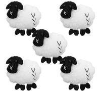 Amosfun 5pcs Miniature Wool Felt Sheep Keychain Pendants, Handmade Lamb Charms for DIY Crafting, Small Wool Felt Lamb Accessories for Needle Felting Projects and Hanging Ornaments
