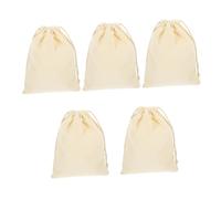 Amosfun 5pcs Natural Cotton Drawstring Bags Blank DIY Craft Storage Pouches for Handmade Christmas Santa Sacks Multipurpose Cotton Bags for Painting and Organizing