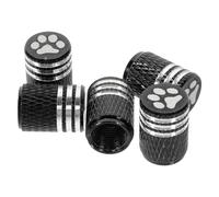 Amosfun 5pcs Paw Print Tire Valve Caps Car Tyre Stem Covers Aluminum Alloy Black Decorative Valve Dust Caps for Cars, Suvs, and Trucks