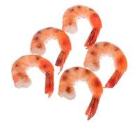 Amosfun 5pcs Realistic Cooked Prawn Figures for Home Kitchen Display Party Photo Props for Dollhouses and Decor