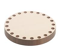 Amosfun 5pcs Small Round Wooden Basket Bottom Bases for Crochet and Knitting DIY Bag Making Supplies, Wooden Circle Base Pads for Handwoven Yarn Bags and Craft Projects