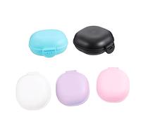 Amosfun 5pcs Soap Box with Lid Leakproof Bathroom Soap Container for Travel Home Shower Hiking Plastic Holder in Pink Dark Green Purple White Black