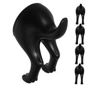 Amosfun 5Pcs Tail Shape Hooks Wall Mounted Decorative Coat and Towel Hangers for Kitchen Bathroom Bedroom Home Storage Organizers Black