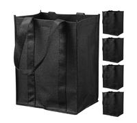 Amosfun 5pcs Thick Non-Woven Fabric Wine Tote Bag with Handle Reusable Carrier Pouch for Wine Beer Whiskey Multipurpose Bottle Holder for Parties Bbqs Weddings and Shopping