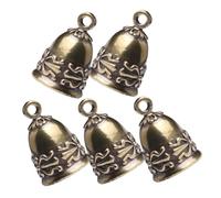 Amosfun 5pcs Vintage Brass Hanging Bells with Antique Finish Small Lightweight Decorative Pendants for Keychains Bag Charms DIY Crafts Wind Chimes Wedding and Home Decor