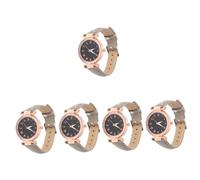 Amosfun 5pcs Women Casual Wristwatch Roman Dial Grey Leather Strap for Elegant Style for Holidays and Anniversaries