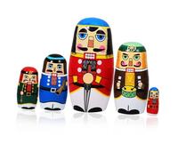 Amosfun 5pcs Wooden Nutcracker Nesting Dolls Christmas Themed Russian Dolls for Holiday Decor Creative Xmas Party Favors Safe and Sturdy Craftsmanship