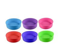 Amosfun 6-inch Round Silicone Cake Pan Non-Stick Baking Mold Easy Release Clean Versatile Baking Pan for Birthday Layer Cakes Random Color