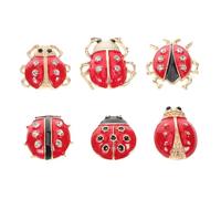 Amosfun 6 Pcs Ladybug Brooch Pin Set, Cartoon Enamel Animal Lapel Pins Rhinestones, Colorful Insect Jewelry for Women’s Jackets, Shirts and DIY Clothing Accessories