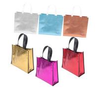 Amosfun 6 pcs Reusable Colored Bags with Handles Portable Shopping Bags Multipurpose for Birthday Party Wedding Christmas Festive Use