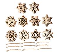 Amosfun 60pcs DIY Wooden Snowflake Cutouts with Cord Rustic Unfinished Christmas Tree Ornaments for Crafting Painting and Holiday Decorations