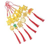 Amosfun 6pcs 2027 Year the Sheep Pendant Decorations for Rearview Mirror or Schools, Golden Plastic and Polyester Material, Traditional Style Collectible Lunar New Year Ornaments