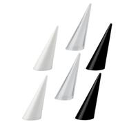 Amosfun 6pcs Acrylic Ring Display Stands Jewelry Holder Set, White, and Black Cone-shaped Racks for Jewelry Storage and Organizer Use Random Color