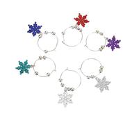 Amosfun 6pcs Assorted Color Alloy Wine Ring Drink Markers Creative Cocktail Glass Charms for Parties Bars Restaurants Design Christmas Decorations